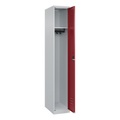 C+P Spind Classic PLUS, 1 Abteil, HxBxT 1.850 x 300 x 500 mm, lichtgrau, rubinrot, Zylinderschloss, ohne Mitteltrennwand