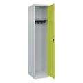 C+P Spind Classic PLUS, 1 Abteil, HxBxT 1.850 x 400 x 500 mm, lichtgrau, clowngrün, Zylinderschloss, ohne Mitteltrennwand
