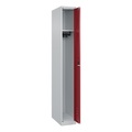 C+P Spind Classic PLUS, 1 Abteil, HxBxT 1.850 x 250 x 500 mm, lichtgrau, rubinrot, Zylinderschloss, ohne Mitteltrennwand
