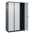 C+P Spind Classic PLUS, 3 Abteile, HxBxT 1.850 x 1.200 x 500 mm, anthrazitgrau, lichtgrau, Zylinderschloss, ohne Mitteltrennwand