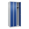 C+P Spind Classic PLUS, 3 Abteile, HxBxT 1.850 x 750 x 500 mm, lichtgrau, enzianblau, Zylinderschloss, ohne Mitteltrennwand