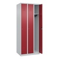C+P Spind Classic PLUS, 3 Abteile, HxBxT 1.850 x 750 x 500 mm, lichtgrau, rubinrot, Zylinderschloss, ohne Mitteltrennwand