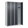 C+P Spind Classic PLUS, 4 Abteile, lichtgrau / grau, B 1200 mm, mit Bodengleitern, Zylinderschloss