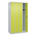C+P Spind Classic PLUS, 4 Abteile, HxBxT 1.850 x 1.000 x 500 mm, lichtgrau, clowngrün, Zylinderschloss, ohne Mitteltrennwand