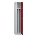 C+P Spind Classic PLUS, 1 Abteil, HxBxT 1.850 x 300 x 500 mm, lichtgrau, rubinrot, Zylinderschloss, mit Mitteltrennwand