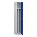 C+P Spind Classic PLUS, 1 Abteil, HxBxT 1.850 x 300 x 500 mm, lichtgrau, enzianblau, Zylinderschloss, mit Mitteltrennwand