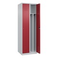 C+P Spind Classic PLUS, 2 Abteile, HxBxT 1.850 x 600 x 500 mm, lichtgrau, rubinrot, Zylinderschloss, mit Mitteltrennwand