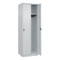 C+P Spind Classic PLUS, 2 Abteile, lichtgrau, B 600 mm, mit Bodengleitern, Drehriegel