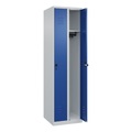 C+P Spind Classic PLUS, 2 Abteile, HxBxT 1.850 x 500 x 500 mm, lichtgrau, enzianblau, für Vorhängeschloss, ohne Mitteltrennwand
