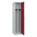 C+P Spind Classic PLUS, 1 Abteil, HxBxT 1.850 x 400 x 500 mm, lichtgrau, rubinrot, für Vorhängeschloss, mit Mitteltrennwand