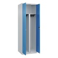 C+P PSA Doppel-Spind Classic PLUS, 2 Abteile, HxBxT 1.850 x 600 x 500 mm, lichtgrau, lichtblau, Zylinderschloss