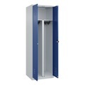 C+P PSA Doppel-Spind Classic PLUS, 2 Abteile, HxBxT 1.850 x 600 x 500 mm, lichtgrau, enzianblau, für Vorhängeschloss
