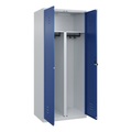 C+P PSA Doppel-Spind Classic PLUS, 2 Abteile, HxBxT 1.850 x 800 x 500 mm, lichtgrau, enzianblau, für Vorhängeschloss