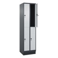 C+P Doppelstock-Spind Classic PLUS, Sockel, 2 Abteile, HxBxT 1.950 x 500 x 500 mm, anthrazitgrau, lichtgrau, 4 Fächer, für Vorhängeschloss