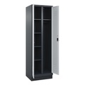 C+P Mehrzweck-Putzmittelschrank Classic PLUS, Sockel, 2 Abteile, HxBxT 1.950 x 600 x 500 mm, anthrazitgrau, lichtgrau, für Vorhängeschloss