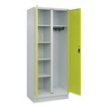 C+P Mehrzweck-Putzmittelschrank Classic PLUS, Sockel, 2 Abteile, HxBxT 1.950 x 800 x 500 mm, lichtgrau, clowngrün, für Vorhängeschloss