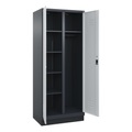 C+P Mehrzweck-Putzmittelschrank Classic PLUS, Sockel, 2 Abteile, HxBxT 1.950 x 800 x 500 mm, anthrazitgrau, lichtgrau, Zylinderschloss