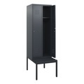 C+P Spind Classic PLUS, 2 Abteile, HxBxT 1.950 x 600 x 815 mm, Zylinderschloss, untergebaute Bank aus Kunststoff, anthrazitgrau, anthrazitgrau