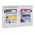 PAVOY Schiebetürenschrank mit Sichtfenstern, 2 Fachböden, HxBxT 1.000 x 1.000 x 600 mm