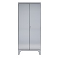 Reinsch Putzmittelschrank aus Edelstahl, 2-flügelig, 4 Einlegeböden, HxBxT 1.850 x 800 x 500 mm, Füsse