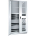 Lista Sichtfensterschrank, HxBxT 1950 x 1000 x 580 mm mit 2 Fachböden, 2 Auszugböden und 3 Schubladen lichtgrau