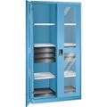 Lista Sichtfensterschrank, HxBxT 1950 x 1000 x 580 mm mit 8 Fachböden, 6 Schubladen lichtblau