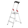 Hailo, Hailo L60 StandardLine 8160-307 Aluminium Stufen-Stehleiter inkl. Werkzeugablage Arbeitshöhe (max.): 2.35 m Silber, Rot,