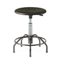 Hocker, Kunststoffformsitz Ø 430 mm, Sitzhöhe 620-800 mm, Stahlbasis, Fussring, Spider-Form