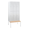 BASIC Garderobenschrank mit Sitzbank, 2-stöckig, 6 Abteile, Drehriegelverschluss