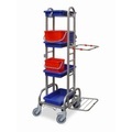 EUROKRAFT Reinigungswagen Edelstahl mit 2 x 10-l-Eimer, 1 x 6-l-Eimer Kunststoffrollen