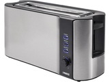 Princess Langschlitztoaster mit eingebautem Brötchenaufsatz Edelstahl, Schwarz