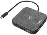 Hama - Connect2QiCharge USB C Multiport Adapter mit Qi-Charger / 4K HDMI / VGA / 2 x USB C (PD) / 4 x USB A / Gigabit LAN / 3.5mm Klinke / SD & Micro SD Kartenlesegerät (00200134) - Grau