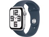 APPLE Watch SE (GPS) 44 mm - Smartwatch (M/L 160-210 mm, Fluorelastomer, Silber/Sturmblau)