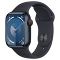 Apple, APPLE Watch Series 9 (GPS + Cellular, Alu) 41 mm - Smartwatch (M/L 150-200 mm, Fluorelastomer, Mitternacht/Mitternacht)