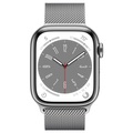 APPLE Watch Series 8 (GPS + Cellular) 45 mm - Smartwatch (Regular 140 - 220 mm, Edelstahlgeflecht, Silver Stainless Steel/Silver Milanese)