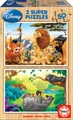 Carletto 9213144 - Educa, Disney, König der Löwen und Dschungelbuch, 2 SUPER PUZZLE, Holz-Puzzle,
