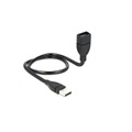Delock USB 2.0 Anschlusskabel [1x USB 2.0 Stecker A - 1x USB 2.0 Buchse A] 0.5 m Schwarz flexibles Schwanenhals-Kabel