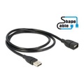 Delock USB 2.0 Anschlusskabel [1x USB 2.0 Stecker A - 1x USB 2.0 Buchse A] 1 m Schwarz flexibles Schwanenhals-Kabel