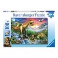 RAVENSBURGER Puzzle 100 Teile Bei den Dinosauriern