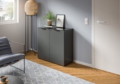 INOSIGN, INOSIGN Kommode »Raio, Breite 90 cm, 2 Türen, 2 Einlegeböden, Oberboden mit Glasplatte«, Anrichte, Sideboard, Highboard, Schrank
