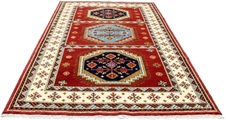 morgenland Wollteppich »Kazak Teppich handgeknüpft rot«, rechteckig, 18 mm Höhe