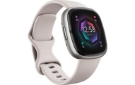 Fitbit, FITBIT Sense 2 - Fitness-Smartwatch (Größe S: Passend für Handgelenke mit einem Umfang von 129 bis 175 mm, Größe L: Passend für Handgelenke mit einem Umfang von 158 bis 209 mm, -, Mondweiss/Platin)