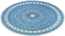 NORTHRUGS Teppich »Giro«, rund, 4 mm Höhe, Flachgewebe In und Outdoor geeignet, Mandala Design, gekettelt, Wohnzimmer, Balkon, Terrasse, Garten, Robust, Pflegeleicht