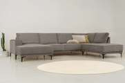 Places of Style Wohnlandschaft »XXL Sofa Oland, Struktur, Flachgewebe, Luxus-Microfaser, Boucle«, U-Form, 345 cm, Wellenunterfederung, Skandi-Design, Metallfüsse