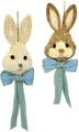 I.GE.A. Osterhase »Bast-Hasenkopf mit Schleife, Frühlingsdeko«, (Set, 2 St.), Osterdeko zum Aufhängen, Dekofigur, Wanddeko