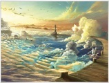 Wall-Art Poster »Surrealismus Bild Ufer des Himmels«, Schriftzug, (1 St.), Poster, Wandbild, Bild, Wandposter