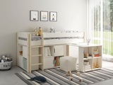 Lüttenhütt Hochbett »Robin«, (4-tlg.), ein Schreibtisch, 2 Kommoden, massive Kiefer