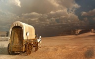 Papermoon, Papermoon Fototapete »Western Wagon«, Vliestapete, hochwertiger Digitaldruck, inklusive Kleister