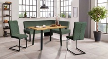 HOME AFFAIRE, Home affaire Eckbankgruppe »Oliver«, (Set, 4 tlg.), Eckbank mit Wellenunterfederung im Sitz, Tisch Massiv Eiche