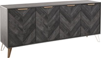 Leonique Sideboard »Nanterie«, aus einer edlen Holzoptik, mit exklusivem Fischgrätenmuster, mit 2 verstellbare Einlegeböden, Gestell aus goldfarbenem Metall, Breite 176,5 cm